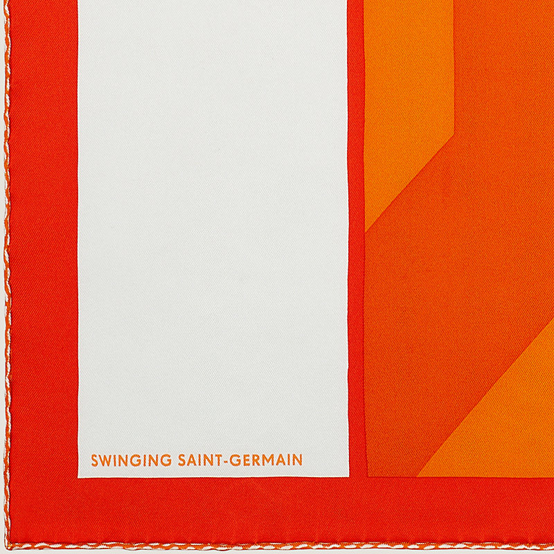 HERMES Carre 70 swinging saint-germain Scarf silk White
